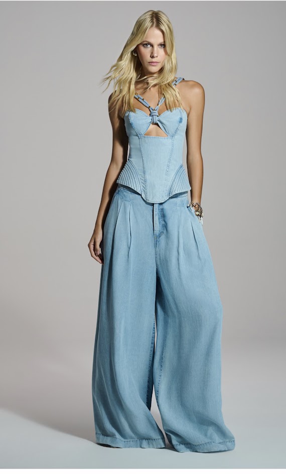Calça Jeans Pantalona Caos Moda