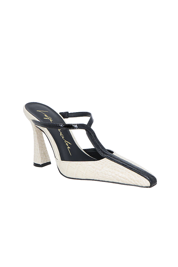 Mule Salto Alto Couro Croco Verniz Luiza Barcelos