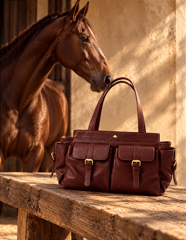 Bolsa Grande em Couro com Bolso Frontal Luiza Barcelos