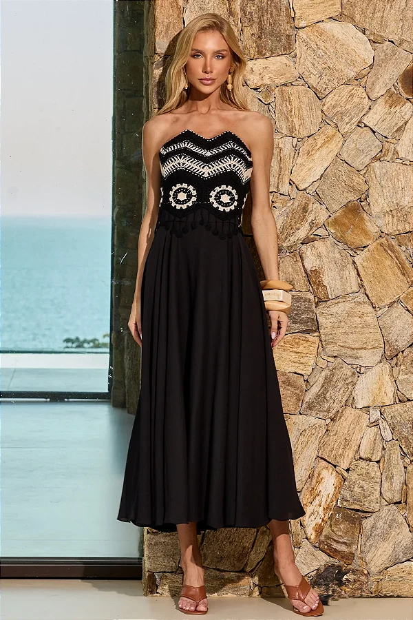 Vestido Top Crochê Fluido Fleche D'or