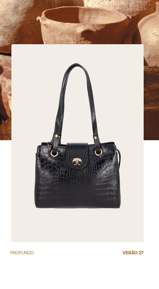 Bolsa Pequena em Couro Croco com Alça Alongada Luiza Barcelos