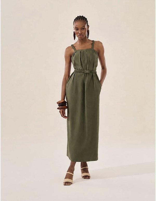 Vestido Midi Cinto Color Skunk Brasil
