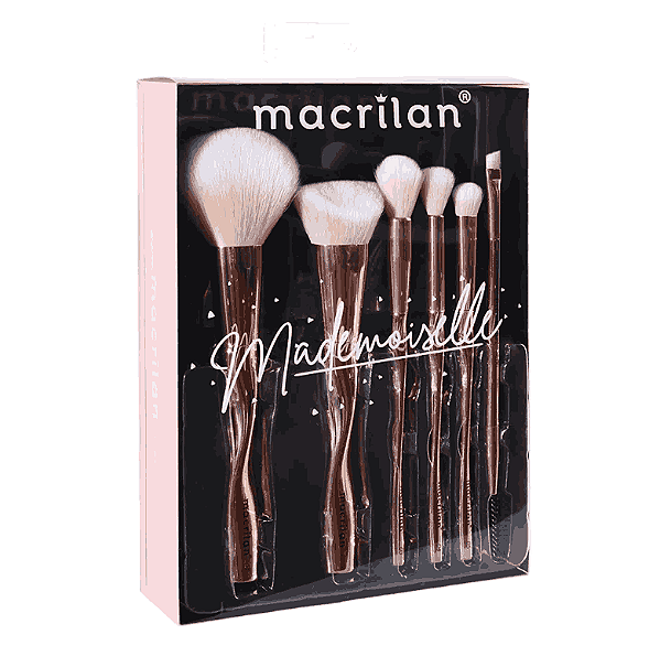 Kit Com 6 Pincéis Para Maquiagem Mademoiselle ED004 - Macrilan