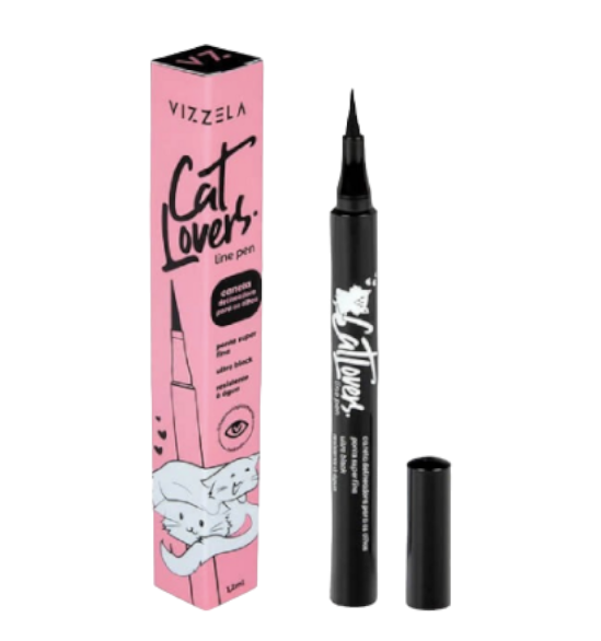 Vizzela Cat Lovers Line - Caneta Delineadora Preta Fina - 2ml