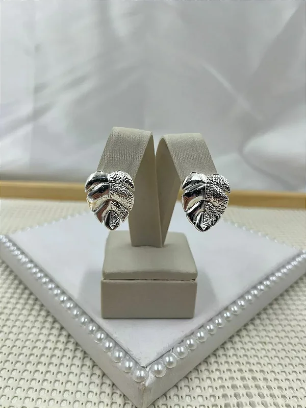 Brinco Folheado Folha Prata