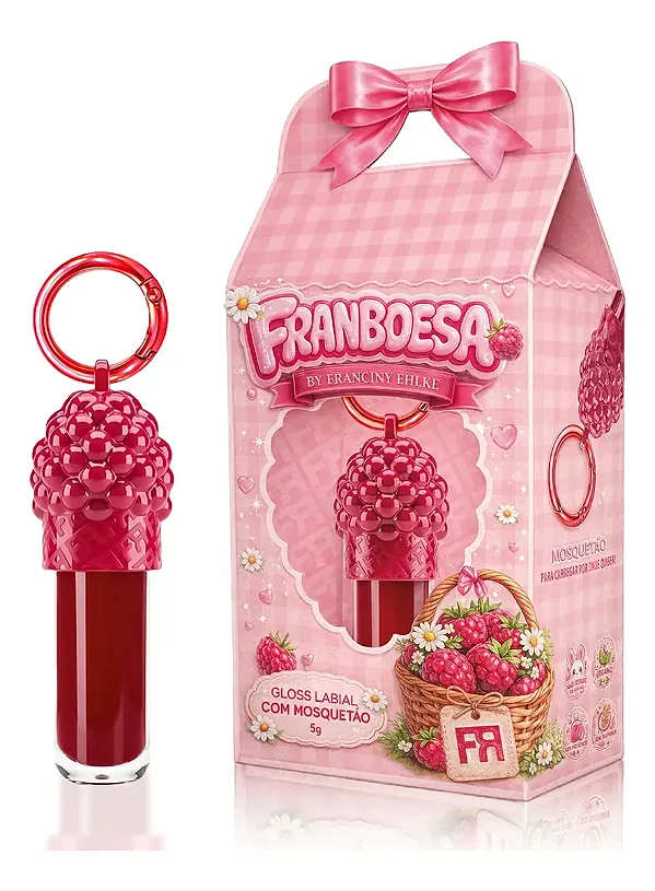 Gloss Labial Fran By Franciny Ehlke Com Mosquetão Framboesa Vermelho