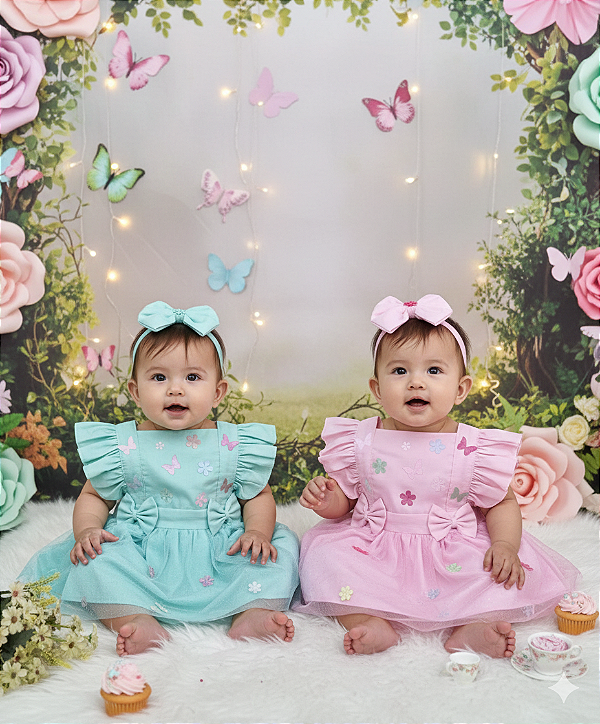 Jardim Encantado das Borboletas Flores com Tule varias cores