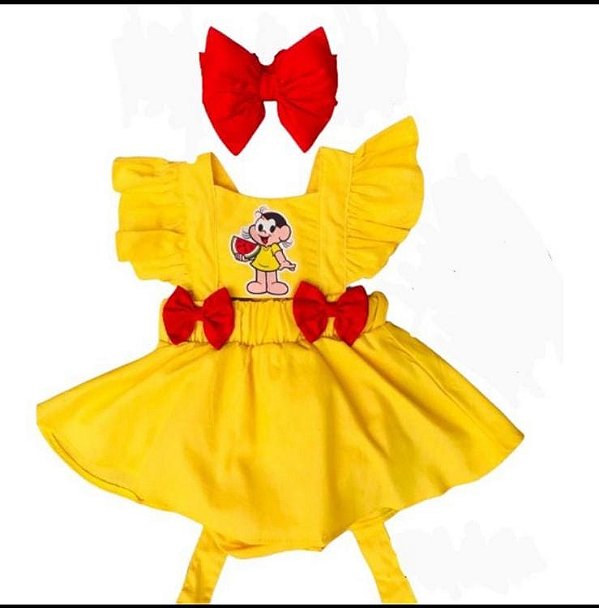 Jardineira Magali Amarela+Laço