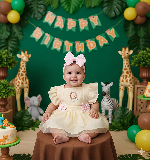 Jardineira Safari com Tule leaozinho