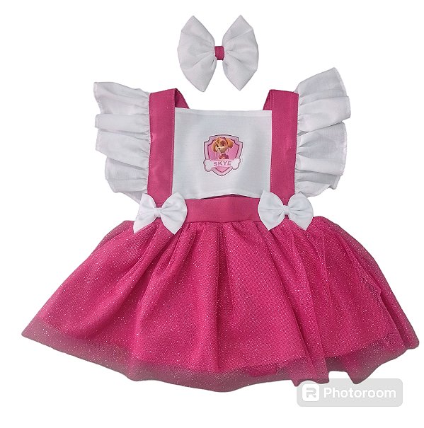 Romper com Tule Sky patrulha canina+Laço