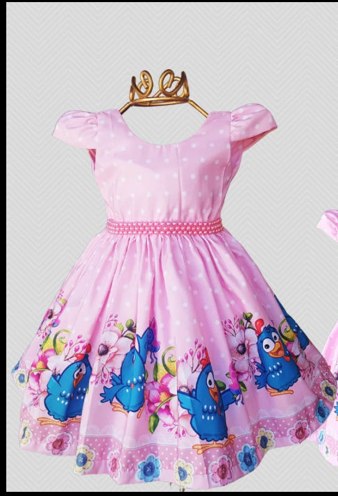 Vestido de Festa de Aniversario Galinha Pintadinha Rosa
