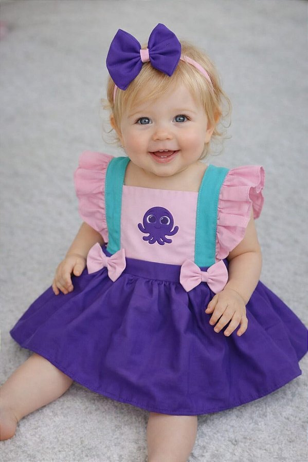 Jardineira Bolofofos Colorido+Laço