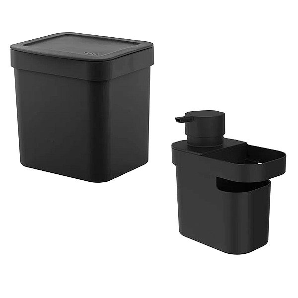 Conjunto de Pia Lixeira 2,5L + Dispenser de Pia Moderno