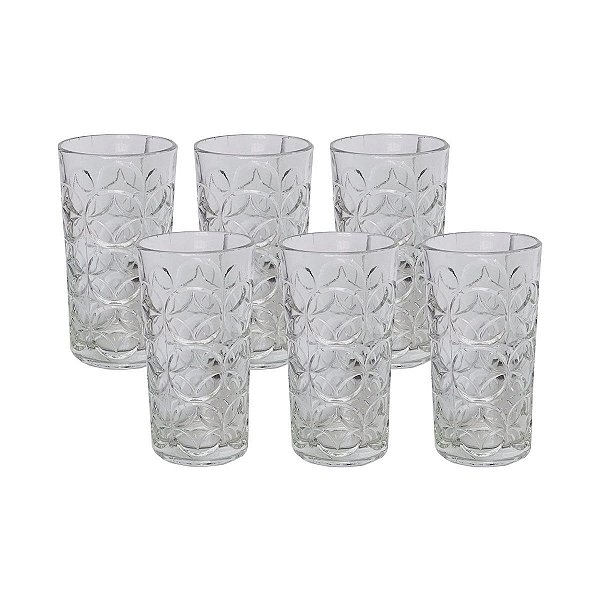 Jogo de Copos 250ml de Vidro com 6 Peças Mosaico - Wincy