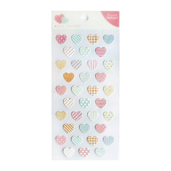 Adesivo Divertido Papel - Basic Sticker Corações Nekoni
