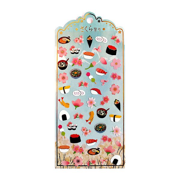 Adesivo Divertido Papel - Comida Japonesa Sushi Nekoni Sakura