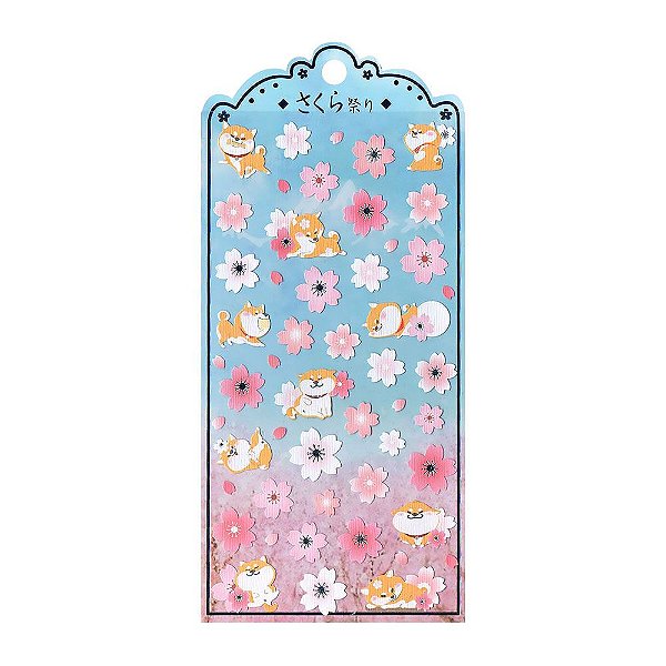 Adesivo Divertido Papel - Shiba Inu Nekoni Sakura