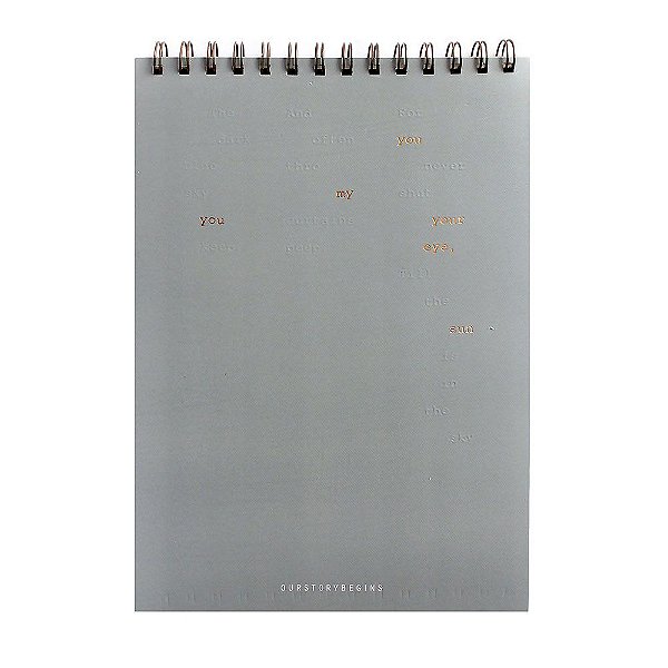 Caderno Espiral Sem Pauta Capa Dura 26x18cm Cinza Escuro - Our Story Begins
