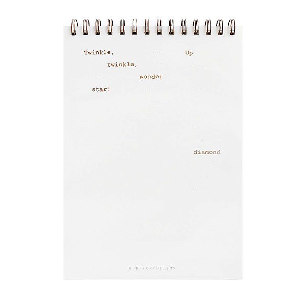 Caderno Espiral Sem Pauta Capa Dura 26x18cm Branco - Our Story Begins