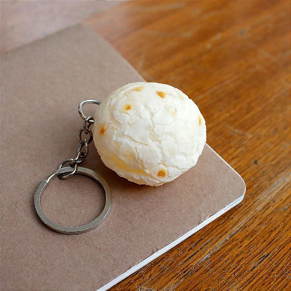 Chaveiro de Comidinhas Réplica Com Textura Similar ao Real - Pão de Queijo