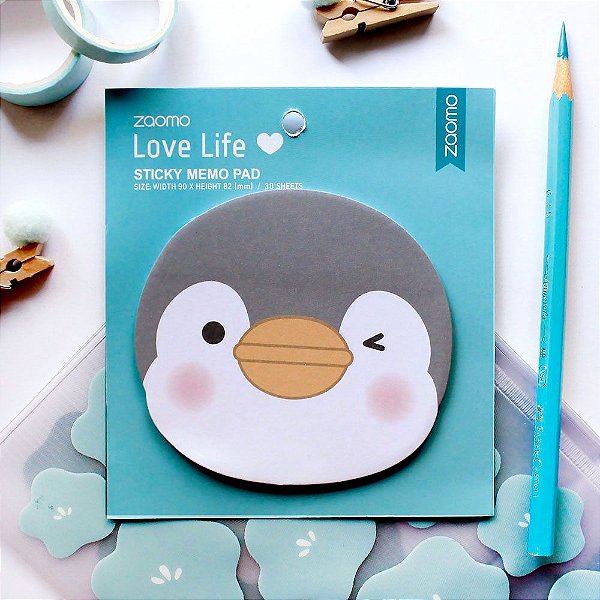 Post-it Sticky Memo Pad Pinguim Azul - Zaomo