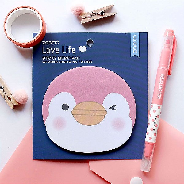Post-it Sticky Memo Pad Pinguim Azul Escuro - Zaomo