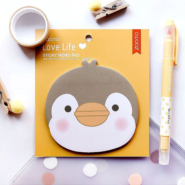 Post-it Sticky Memo Pad Pinguim Amarelo - Zaomo