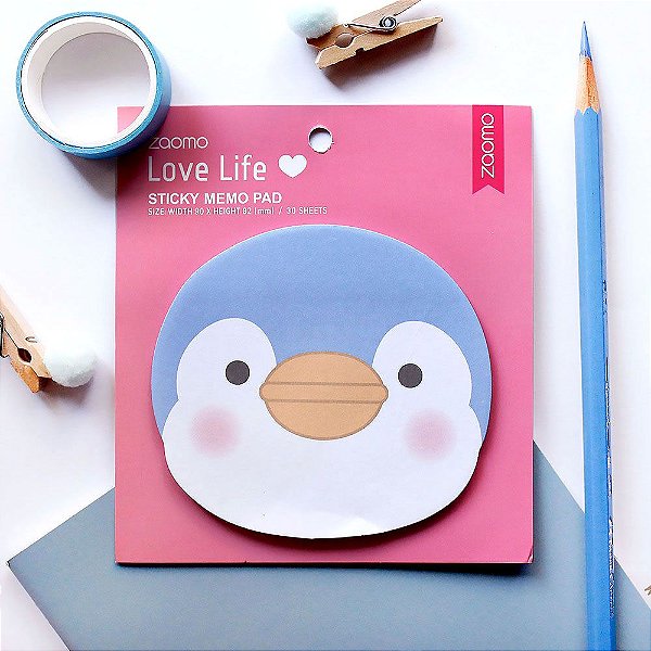 Post-it Sticky Memo Pad Pinguim Rosa - Zaomo