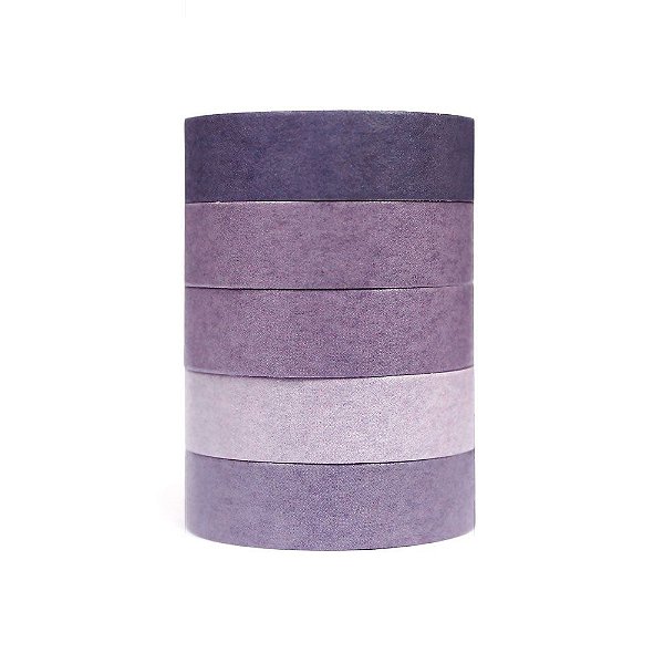 Kit de 5 Washi Tapes Tons Pastel Macaron Color Tape Roxo