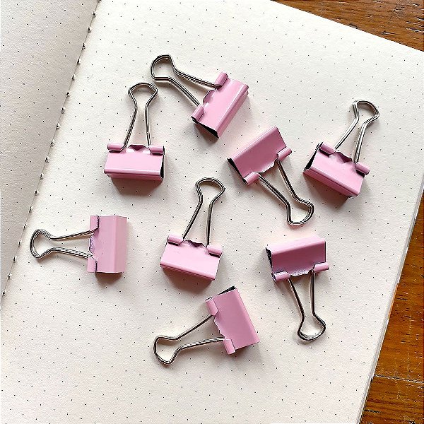 Prendedor de Papel de Metal Binder 8 Unidades Rosa