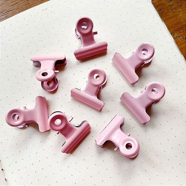 Prendedor de Papel Clipe de Metal 8 Unidades Rosa