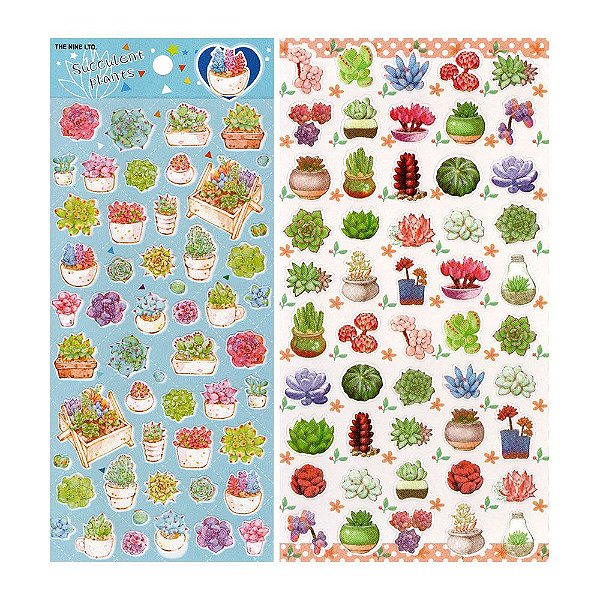 Adesivo Decorativo De Papel Suculentas