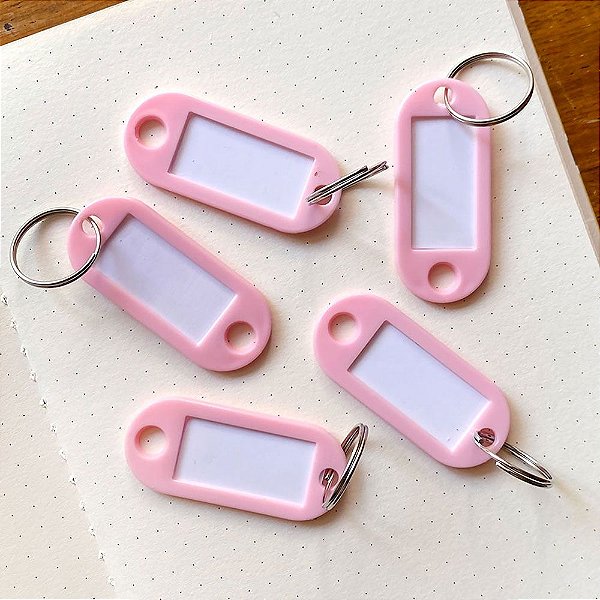 Kit 5 Chaveiros com Etiqueta de Identificação Tons Pastel