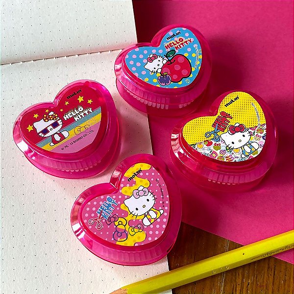 Apontador Com Depósito Hello Kitty Formato de Coração