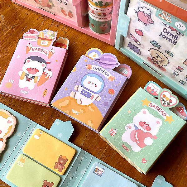 Bloco Autoadesivo Cartela com 10 Blocos Adesivos Babear Urso