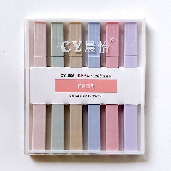 Kit com 6 Marca Textos Tons Pastel CY-505 Retângular