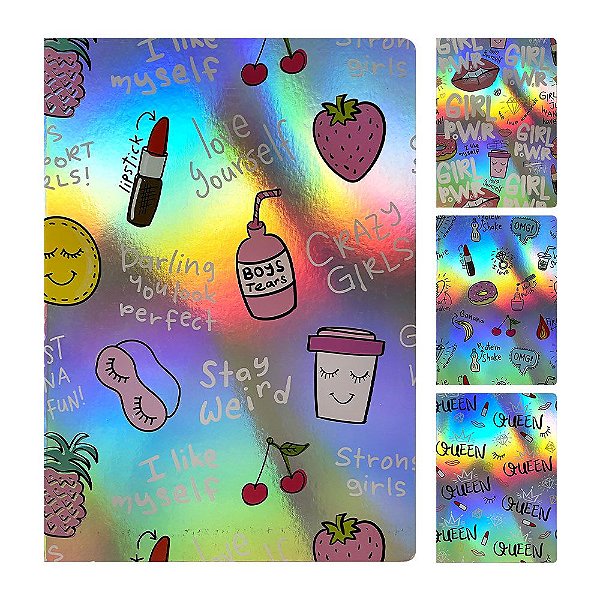 Caderno Brochura Pautado B5 Holográfico