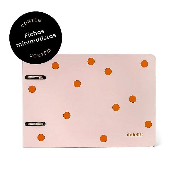 Fichário Com 50 Fichas Minimalistas Pautadas 8 Divisórias Caderno Argolado 2 Furos Notchi A.Craft Orange Soda