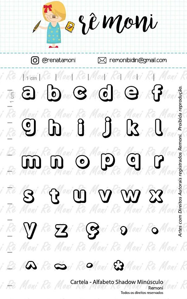 Kit de Carimbos Alfabeto Shadow Minúsculo Rê Moni - Lilipop
