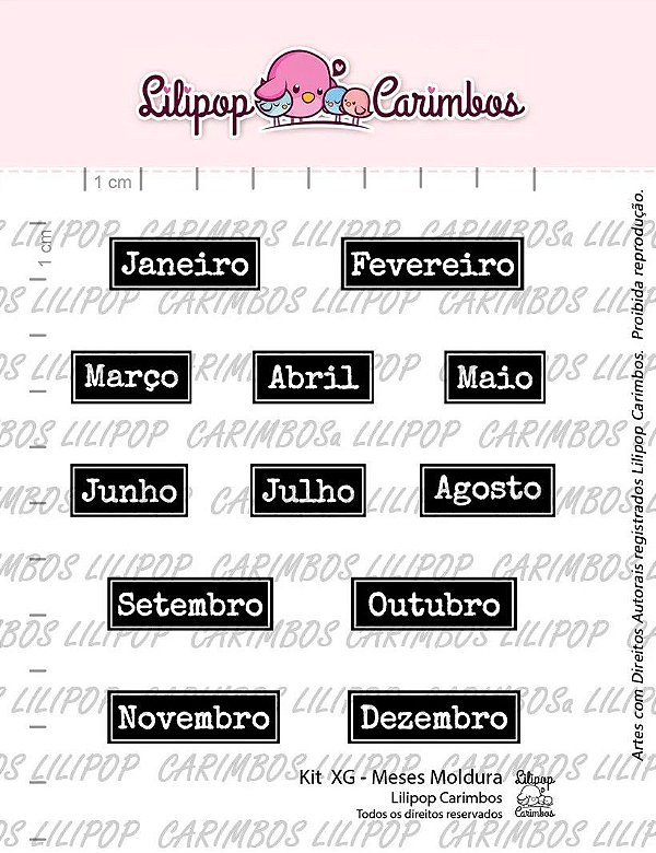 Kit de Carimbos XG Meses Moldura - Lilipop