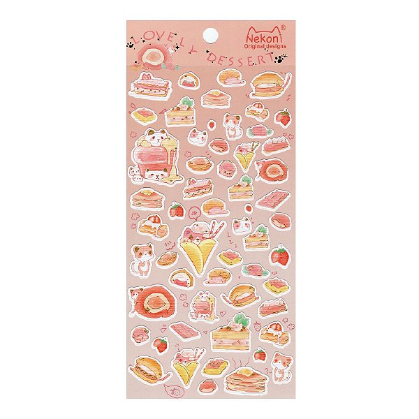 Adesivo Decorativo de Papel - Lovely Dessert Gato Nekoni