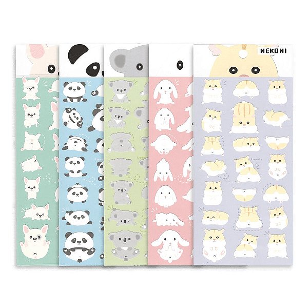 Adesivo Decorativo De Papel Animais Nekoni Panda | Coala | Coelho | Cachorro | Hamster