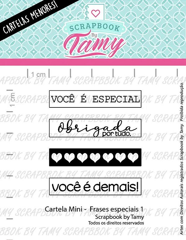 Kit de Carimbos Mini Frases Especiais 1 Scrapbook By Tamy - Lilipop