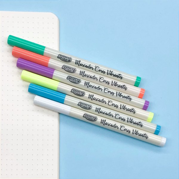 Kit Com 6 Marcadores Cores Vibrantes BRW