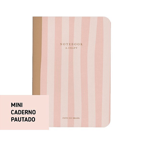 Mini Caderno Pautado Pink & Caramel Para Mini Planner A.Craft