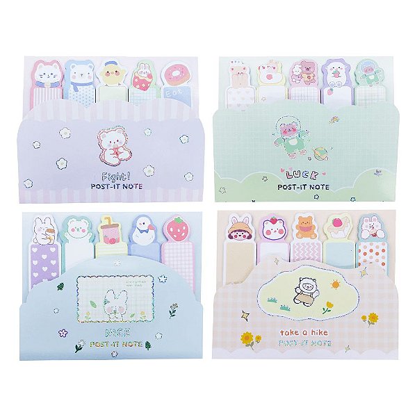 Bloco Autoadesivo Cartela Com 8 Blocos Adesivos Animais