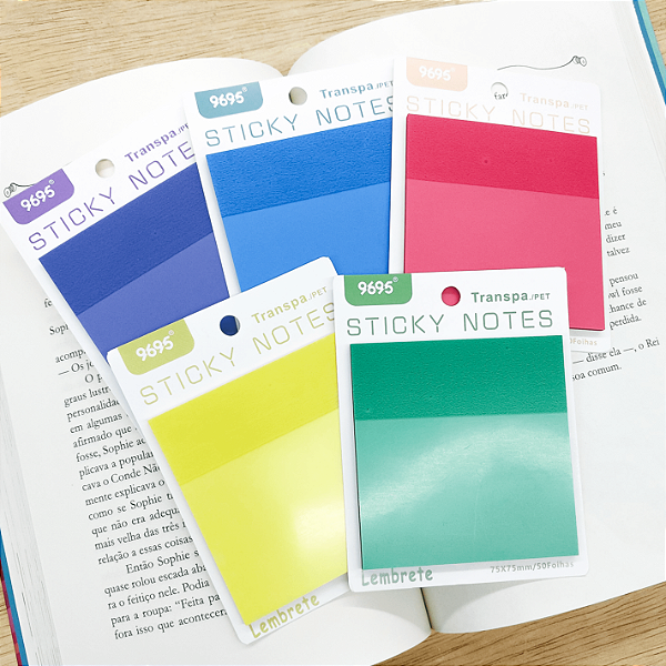 Bloco Autoadesivo Colorido Transparente 50 Folhas