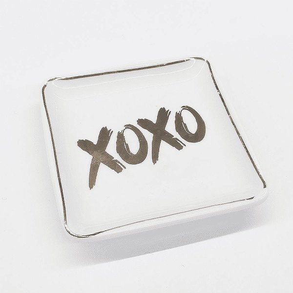 Pratinho Pequeno Porta Joias de Porcelana Quadrado Branco Xoxo