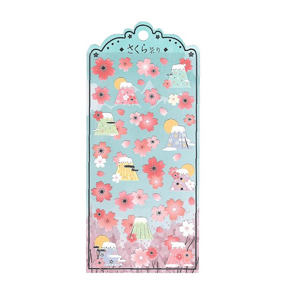 Adesivo Divertido Papel - Sakura e Vulcões Nekoni Sakura