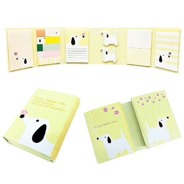 Cartela de Blocos Autoadesivos 6 Partes 12 Blocos Cachorrinho